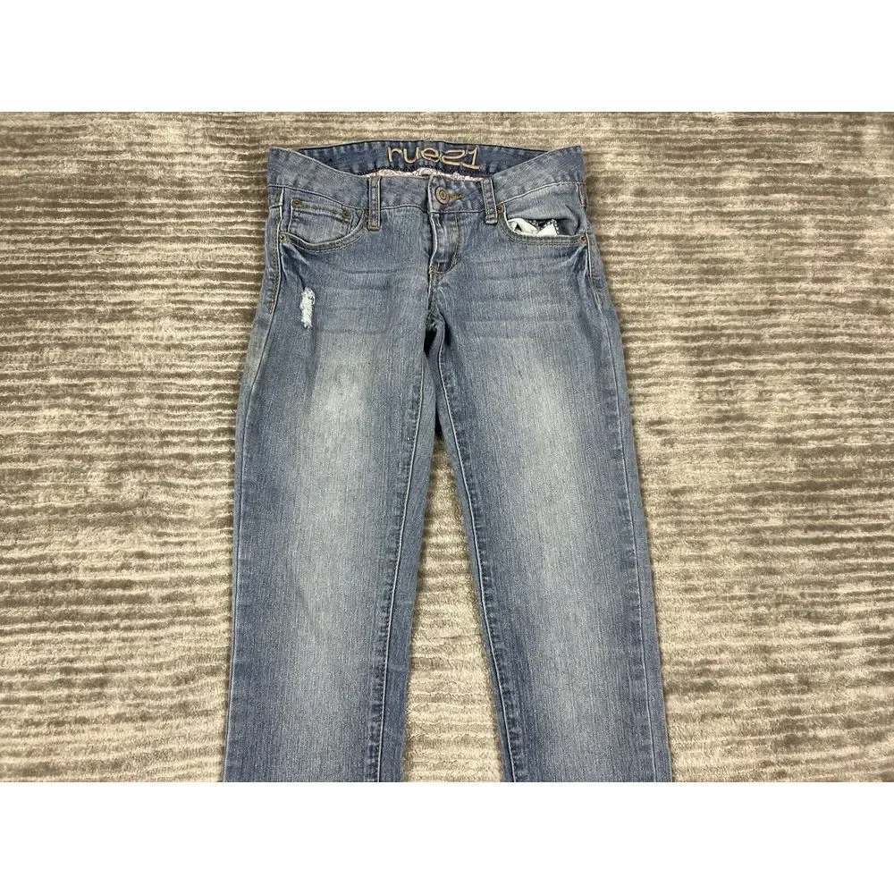 Rue 21 Jeans‎ Womens 1/2 Blue Medium Wash Straight Slim Casual